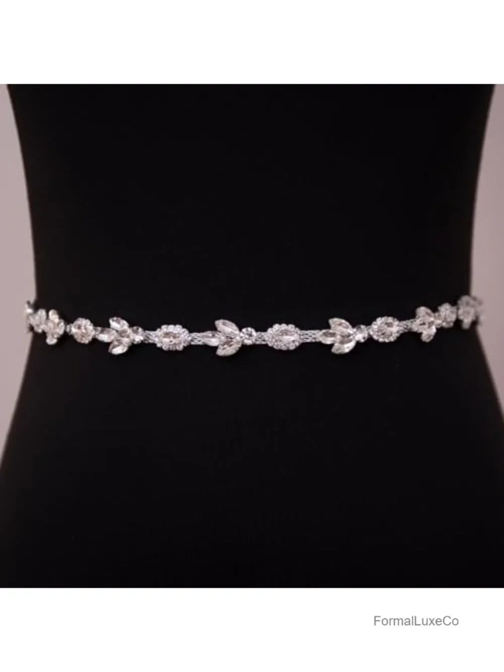 Crystal Rhinestone Sash Wedding Belt with Ribbon Ties